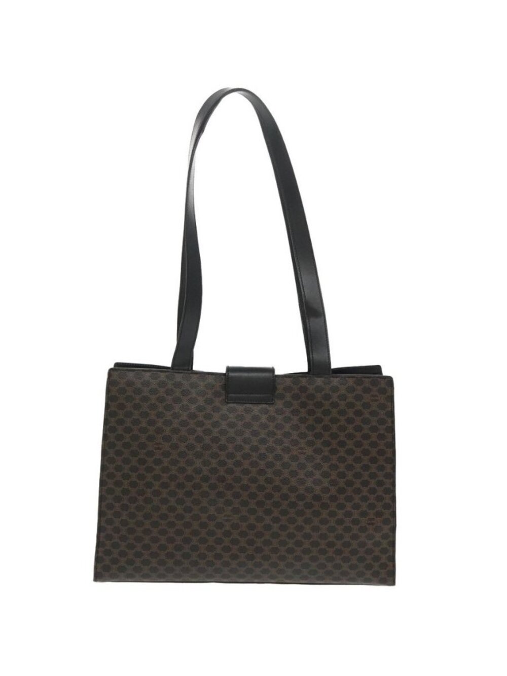 Authentic CELINE Macadam Canvas Shoulder Bag PVC Leather Black Gold - Picture 9 of 16